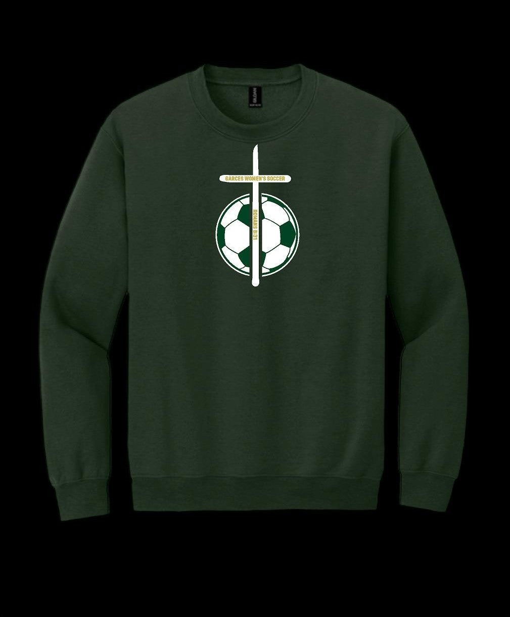 Garces Womens Soccer Crew Neck Sweater Forest Green 1